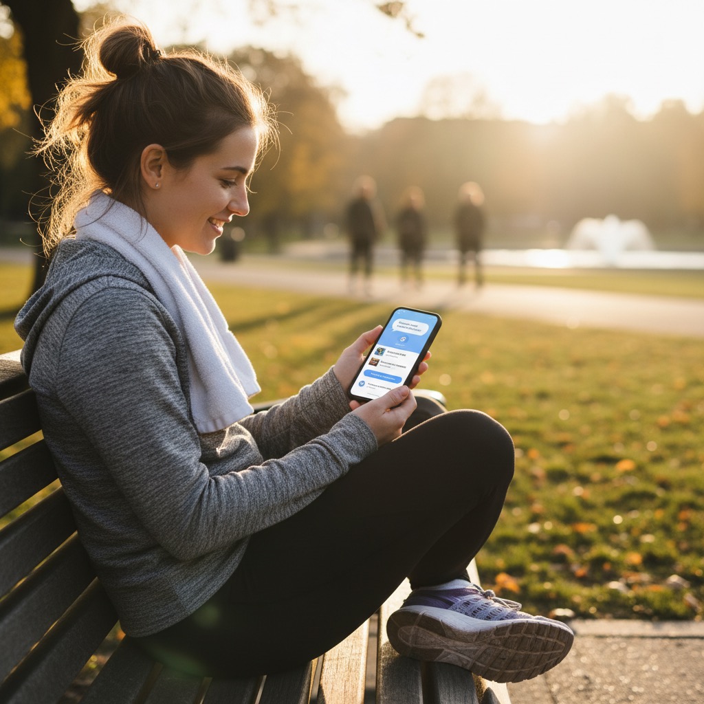 Sarah using Song2Run chatbot on her phone